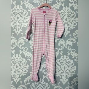 • 10/$25- Tuffy‎ Pink & White Ice Cream Cotton Zip Footed Sleeper